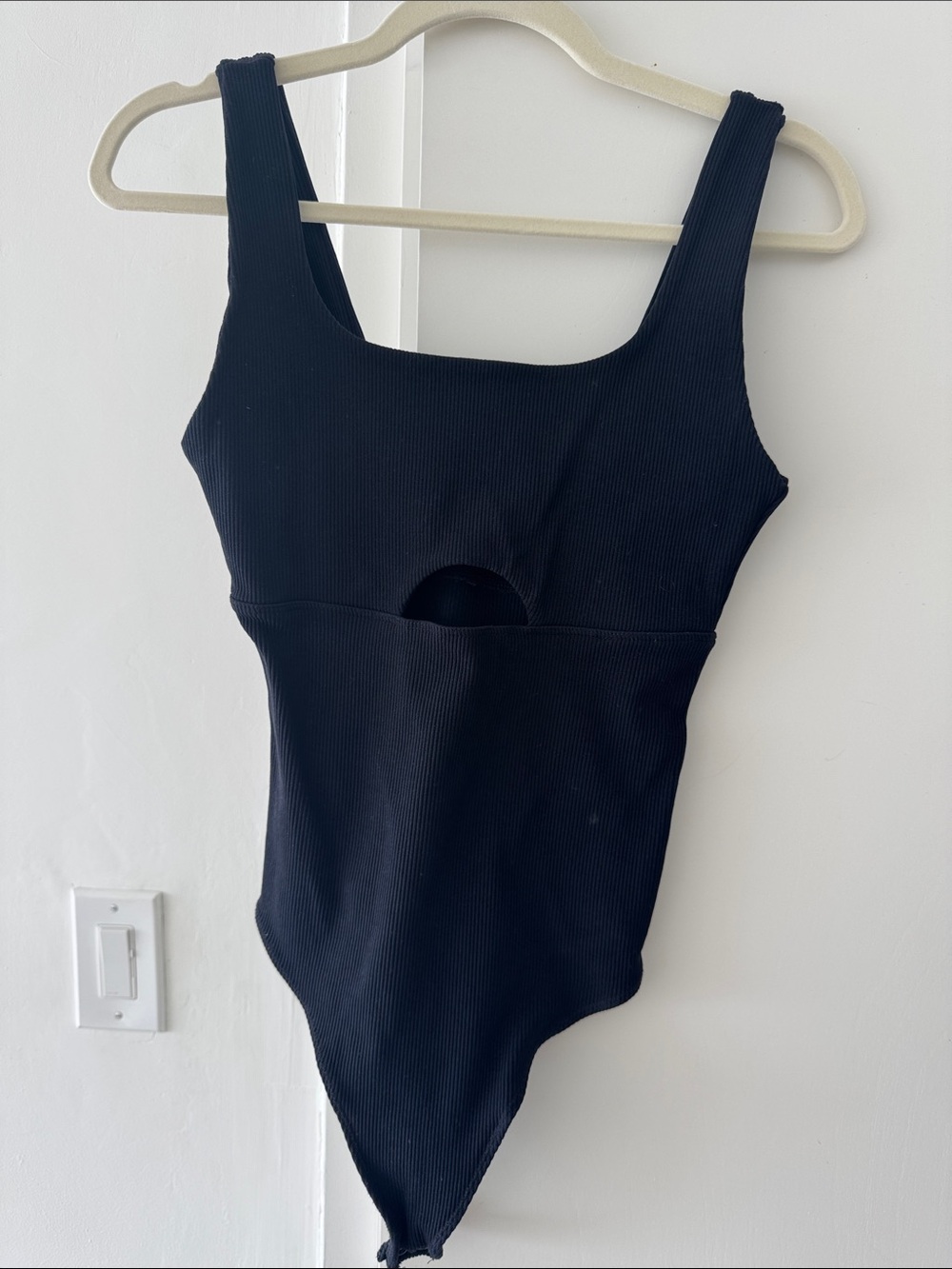 Abercrombie & Fitch Black Ribbed Cutout Bodysuit